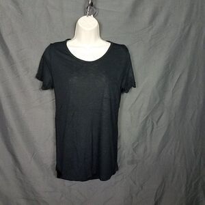 Color Story Large Black High Low Short Sleeve Pocket Tee T Shirt Stretch NWOT